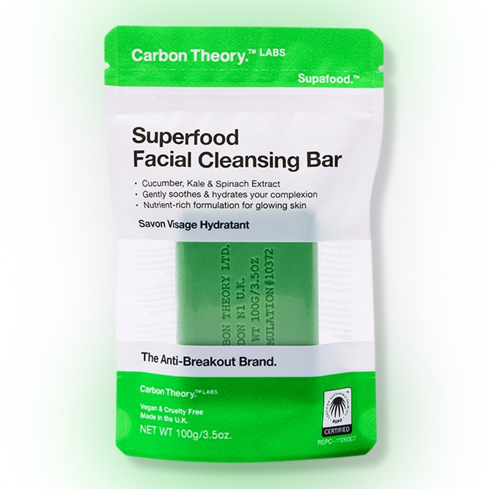 CARBON THEORY Superfood Facial Cleansing Bar - Green NWT